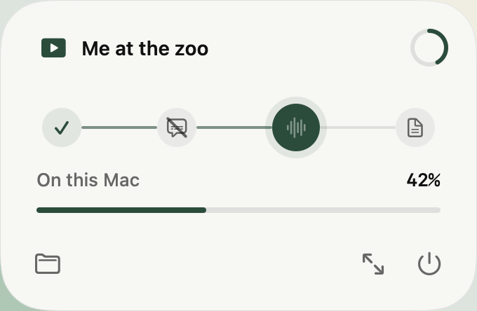 Recap transcribing on the Mac at 42 percent